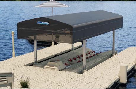 Canopy over a boat port providing shade and protection